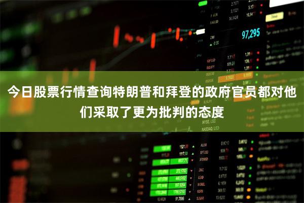 今日股票行情查询特朗普和拜登的政府官员都对他们采取了更为批判的态度